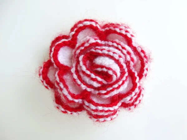 分離の美しい赤と白のニット花 — ストック写真