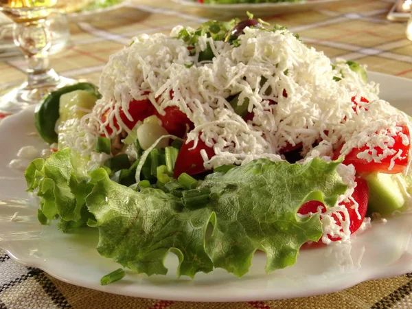 Close Bulgarian Shopska Salad — Stock Photo, Image