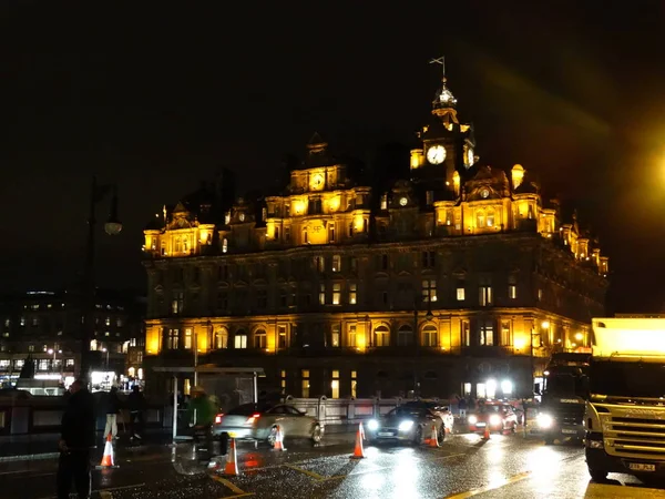 Edinburgh Straat Nachts — Stockfoto