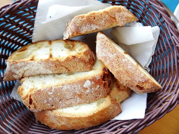 Ψητό Ψωμί Φέτες Κοντινό — Φωτογραφία Αρχείου