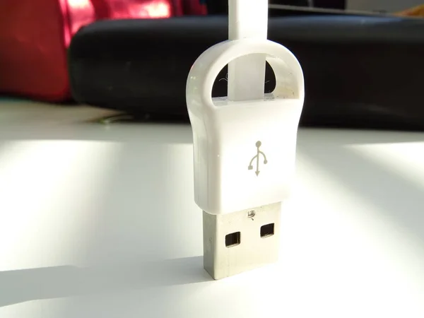 White USB Cable close up