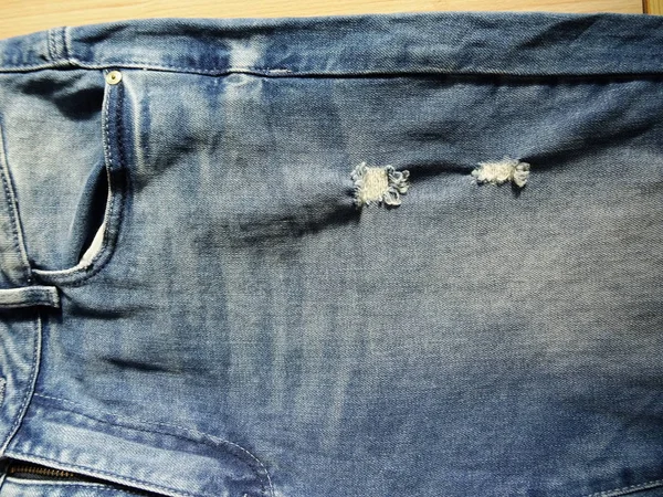 Modern Ragged Blue Jeans — Stock Photo, Image