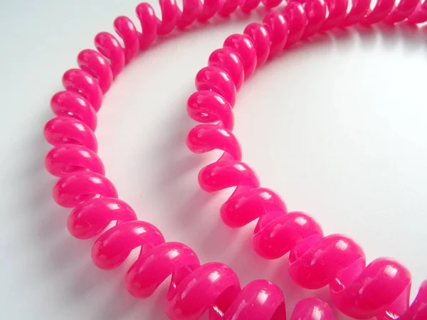 Isolado Pink Silicone Hairbands Fundo Branco — Fotografia de Stock