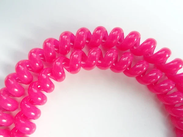 Isolado Pink Silicone Hairbands Fundo Branco — Fotografia de Stock