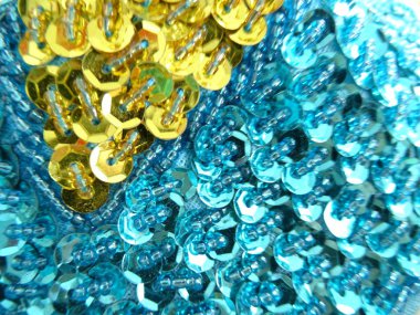 -Mavi ve altın parlak oryantal dans kadın elbise pullu ile