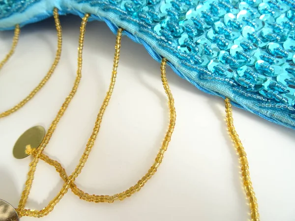 Vestido Mujer Danza Del Vientre Brillante Azul Oro Con Lentejuelas —  Fotos de Stock