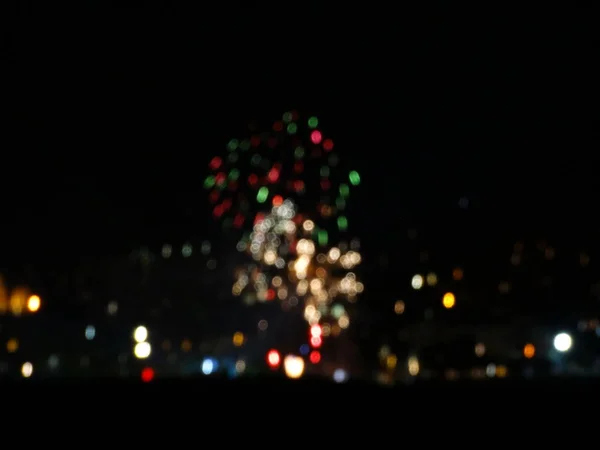 Fuegos Artificiales Coloridos Cielo Negro — Foto de Stock