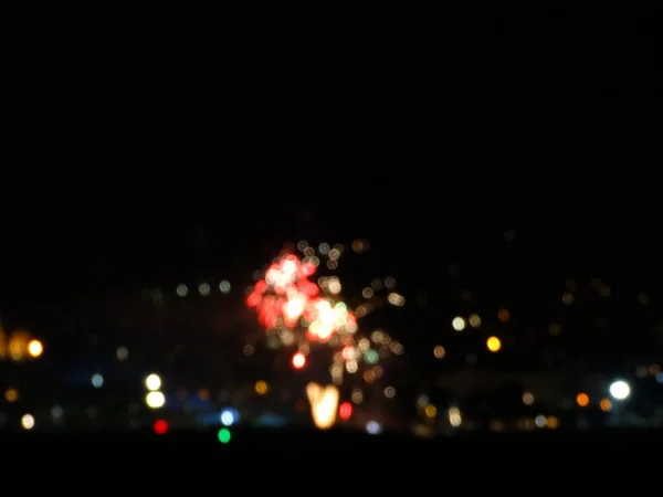 Színes Tűzijáték Fekete Égen — Stock Fotó