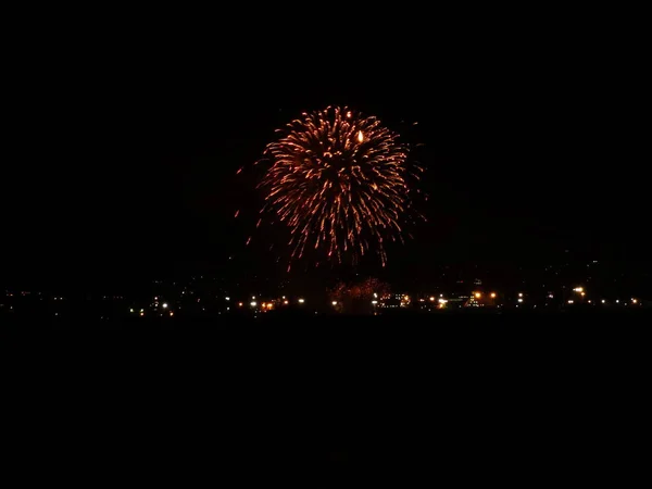 Colorful Fireworks Black Sky — Stock Photo, Image