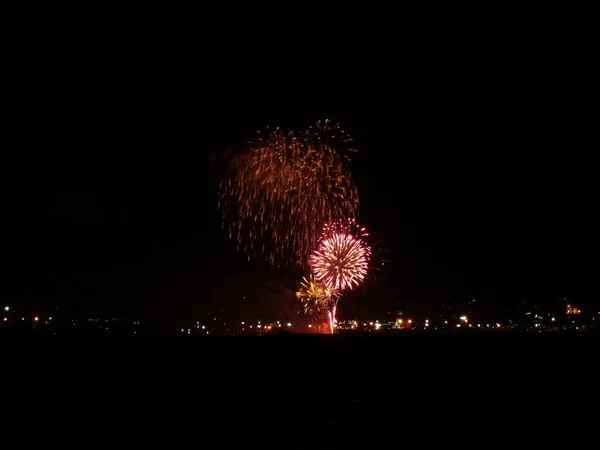 Farbenfrohes Feuerwerk Schwarzen Himmel — Stockfoto