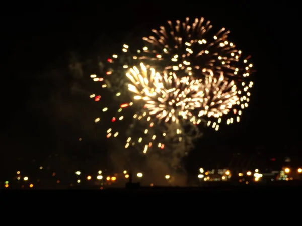 Fogo Artifício Colorido Céu Negro — Fotografia de Stock