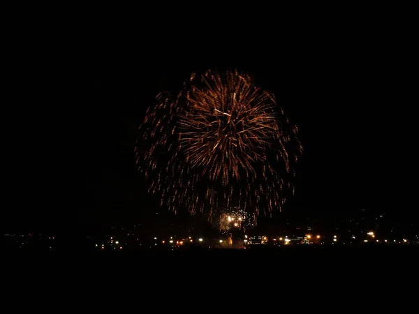 Fuegos Artificiales Coloridos Cielo Negro —  Fotos de Stock