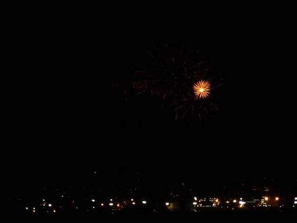 Colorful Fireworks Black Sky — Stock Photo, Image