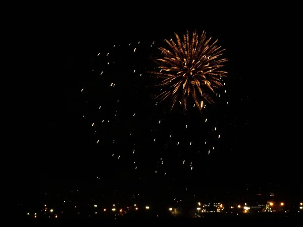 Fuochi Artificio Colorati Cielo Nero — Foto Stock