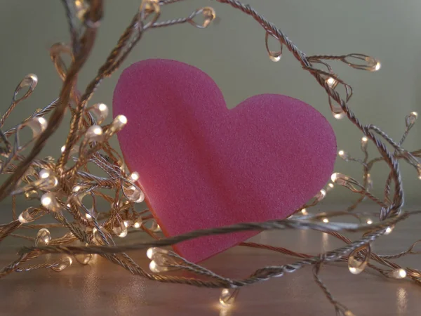 Small Lamps Twisting Pink Heart Shape — Stock Photo, Image