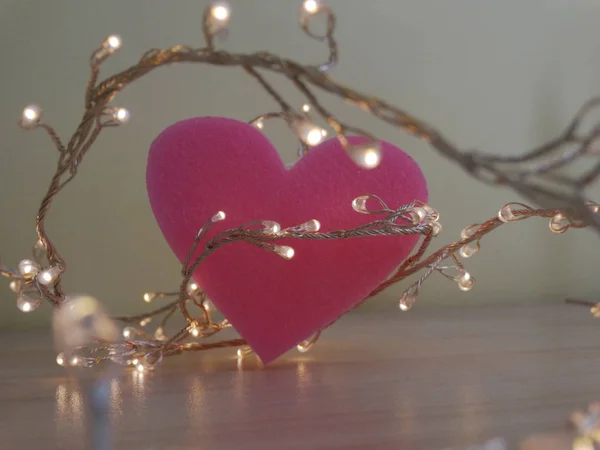 Small Lamps Twisting Pink Heart Shape — Stock Photo, Image