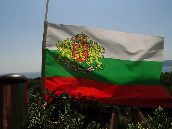 Wapperende Vlag Van Bulgaarse Nationale Land Met Lions Symbool — Stockfoto