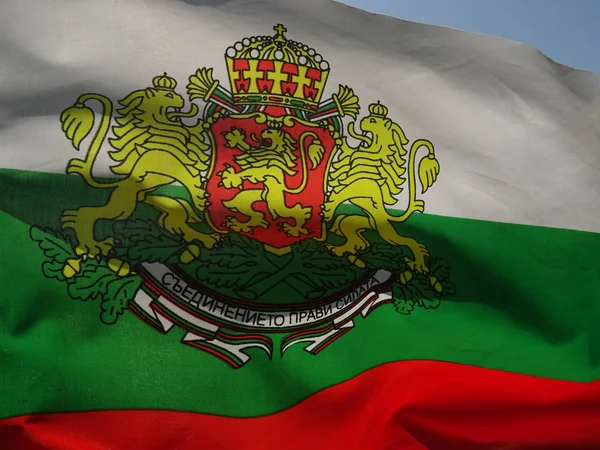 Flag Bułgarskiej Narodowej Kraju Symbolem Lwy — Zdjęcie stockowe