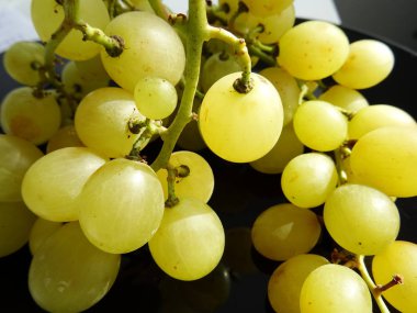 Siyah bir tabak içinde Yeşil üzüm