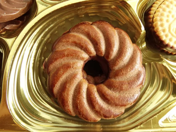 Cacao Biscuit Gouden Biscuit Vak — Stockfoto