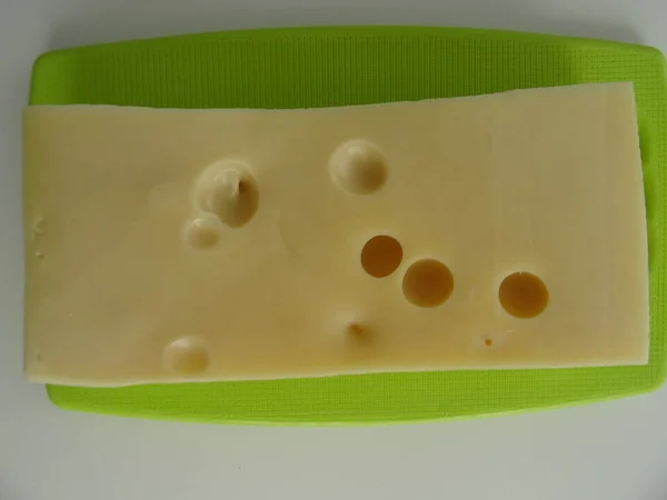 Emmental Cheese Green Board — Stock Photo, Image