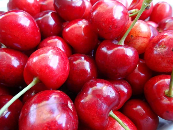 Fresh Red Cherries Background Stock Image