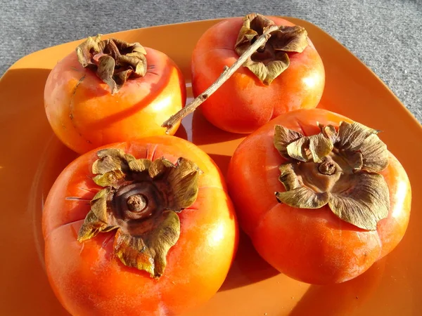 Orgánica Sabrosa Naranja Caquis — Foto de Stock