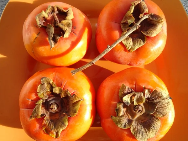 Laranja Saborosa Orgânica Persimmons — Fotografia de Stock