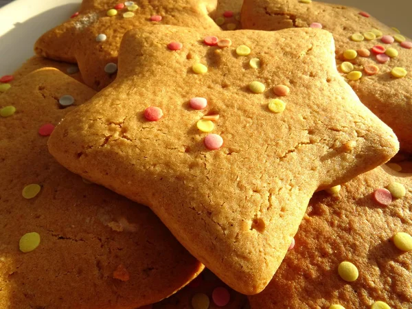 Star Cookies Colorful Crumb Decoration — Stock Photo, Image