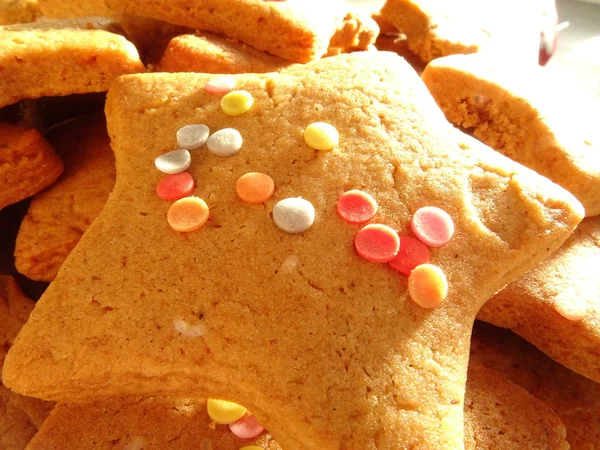 Star Cookies Colorful Crumb Decoration — Stock Photo, Image