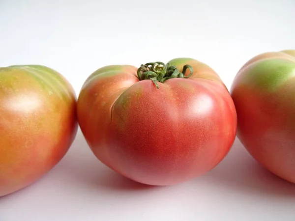 Geïsoleerde Semi Rijpe Tomaten — Stockfoto