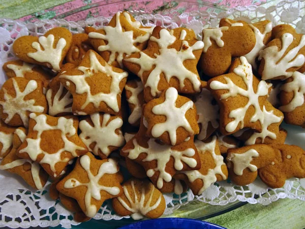 Christmas Cookies Snowflake Shapes — Stock Photo, Image