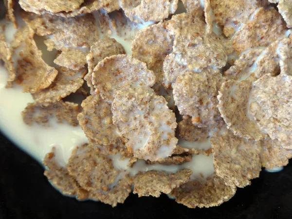 Vue Rapprochée Cornflakes Lait — Photo