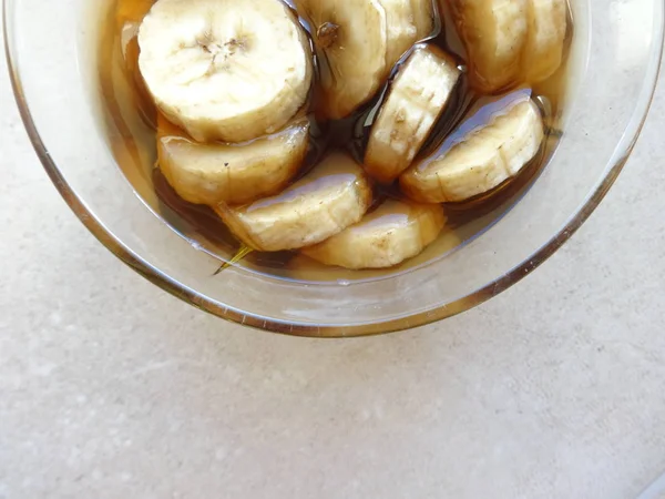 Délicieux Dessert Banane Gelée — Photo