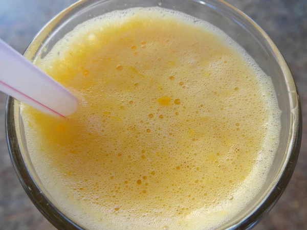 Fresh Orange Juice Straw — Stock Photo, Image