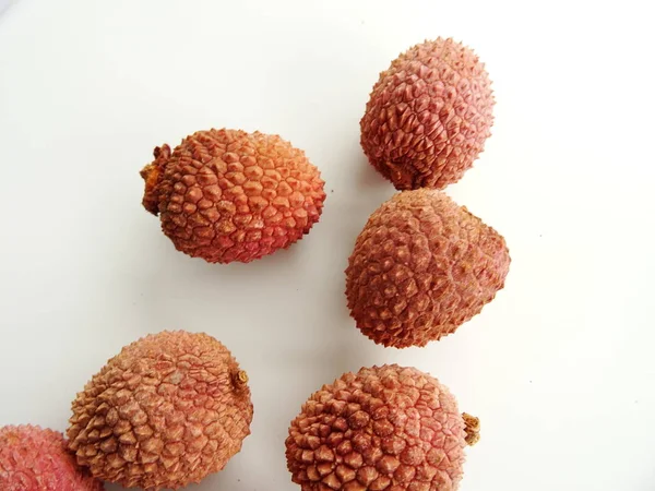 Frutas Litchi Isoladas Branco — Fotografia de Stock