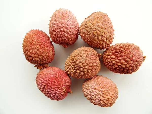 Frutas Litchi Isoladas Branco — Fotografia de Stock