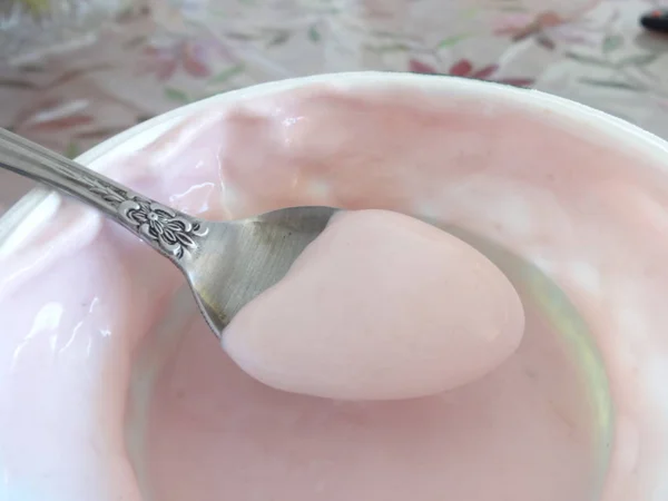 Spoon Fruit Yoghurt — Stock Photo, Image