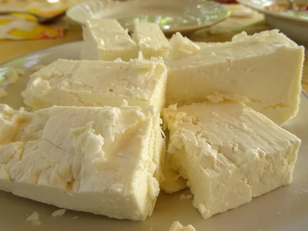 Pieces White Cheese — Stock Photo, Image