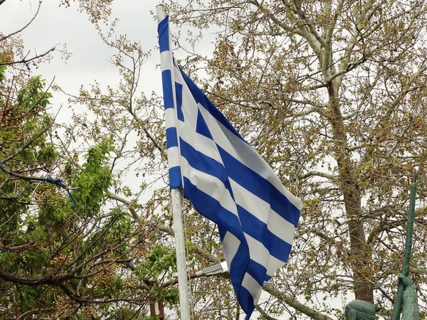 Vista Bandera Griega Ondeando — Foto de Stock