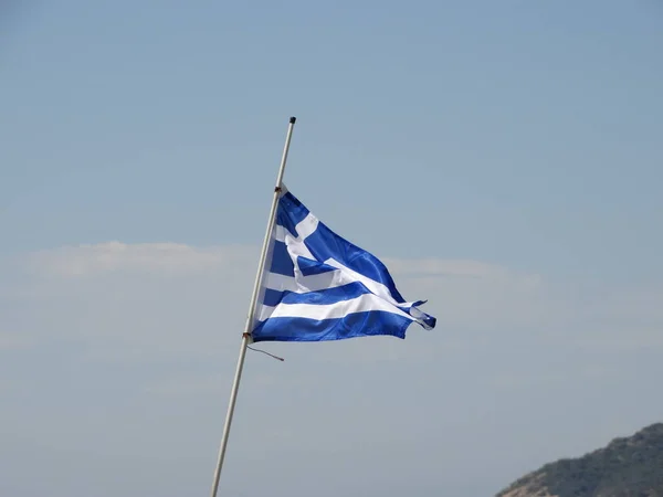 Flag Greece Blue Sky Background — Stock Photo, Image