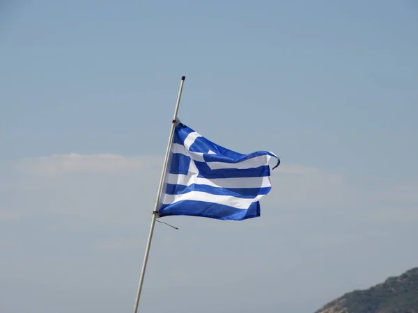 Vista Bandeira Grega — Fotografia de Stock