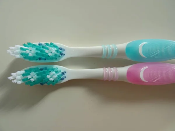 Two Toothbrushes White Background — Stock Photo, Image