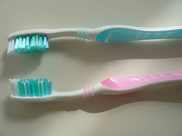 白い背景に2本の歯ブラシ — ストック写真