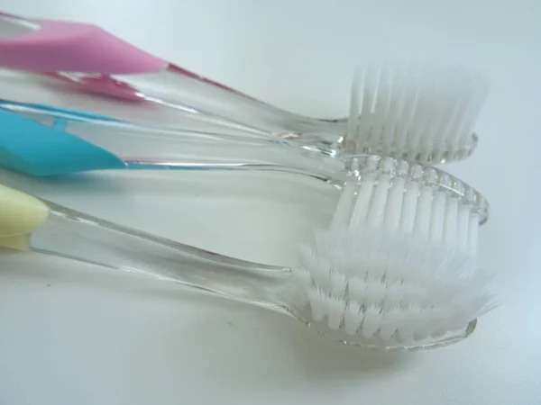 Closeup View Three Toothbrushes — Stock Photo, Image
