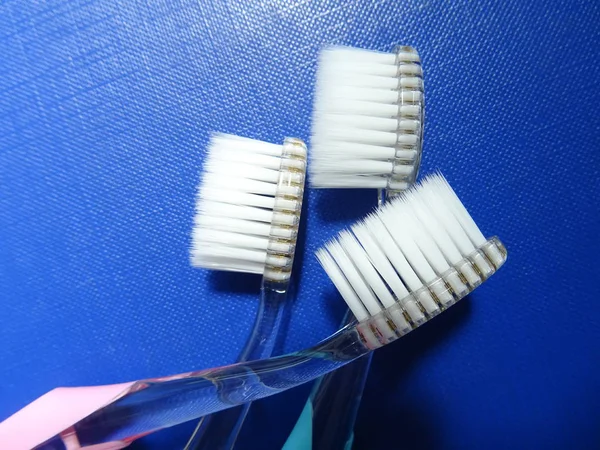 Closeup View Three Toothbrushes — Stock Photo, Image