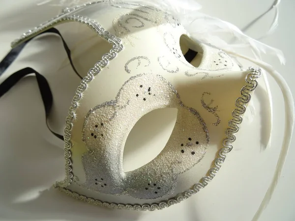 Máscara Carnaval Mujer Blanca Venecia — Foto de Stock
