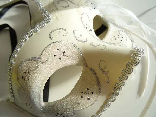 White Female Venice Carnival Mask — Stock Photo, Image