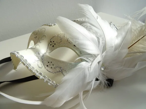 White Female Venice Carnival Mask — Stock Photo, Image