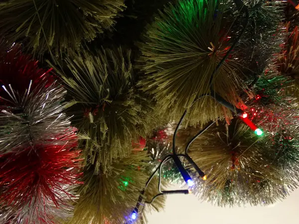 Lumières Noël Colorées Sur Arbre Noël — Photo